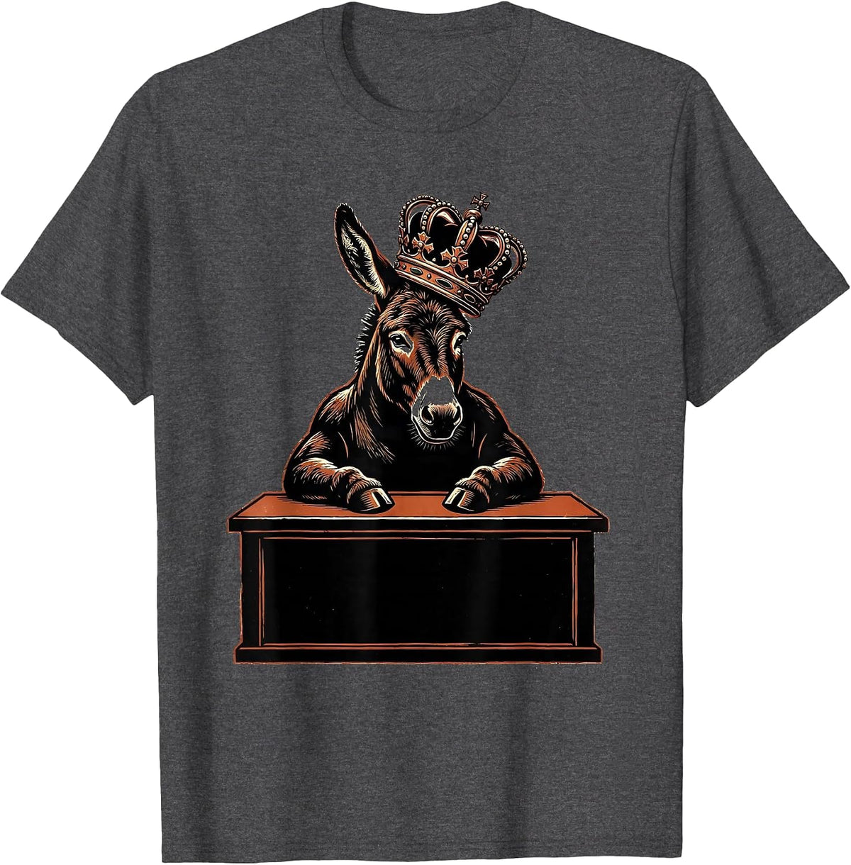 Men's Donkey King at Desk Funny Boss Graphic Tee T-Shirt - Dark Heather Grey