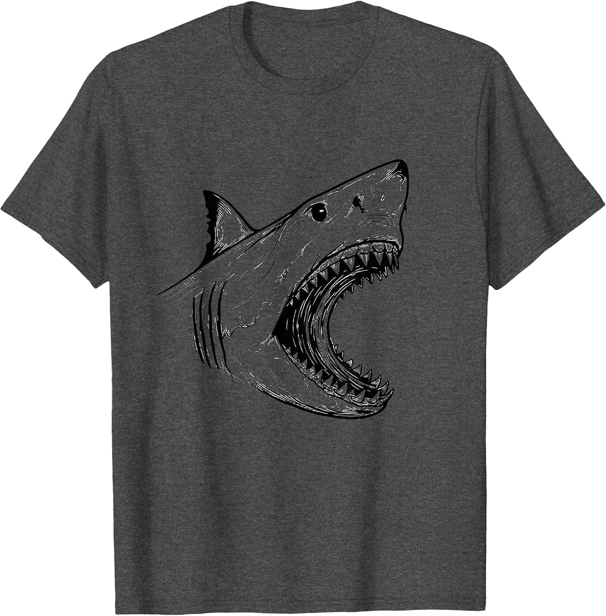 Men's Shark Jaw Line Art Funny Halloween Costume T-Shirt - Dark Heather Grey