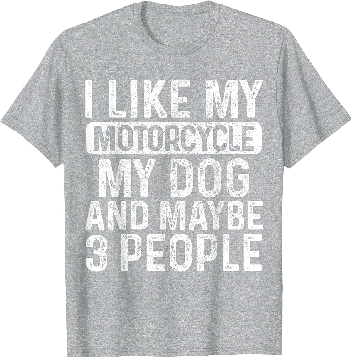 I Like My Motorcycle Dog & Maybe 3 People Funny Biker T-Shirt - Heather Grey