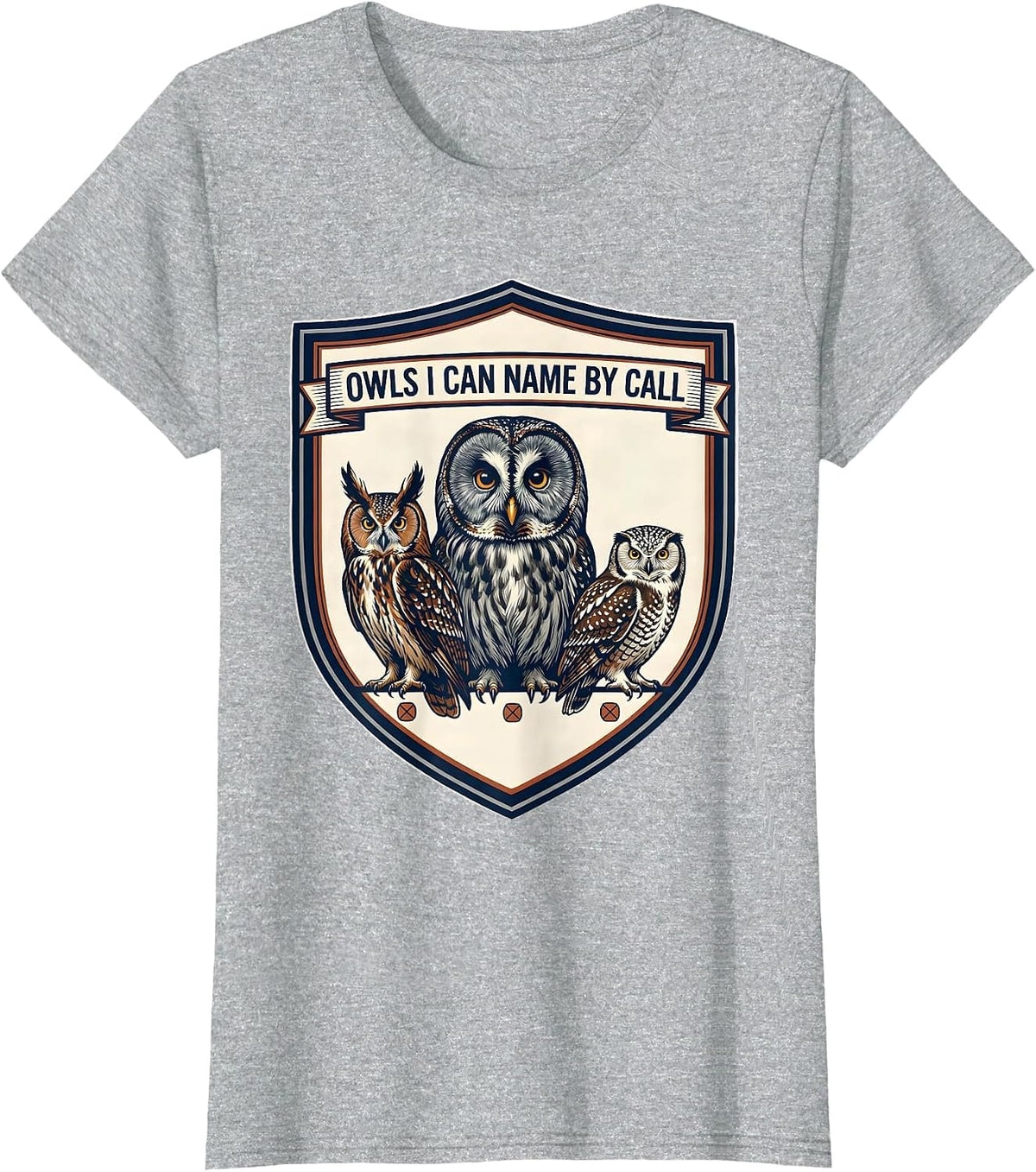 Women's Owls I Can Name By Call Vintage Owl Lover Birdwatcher Humor T-Shirt - Heather Grey