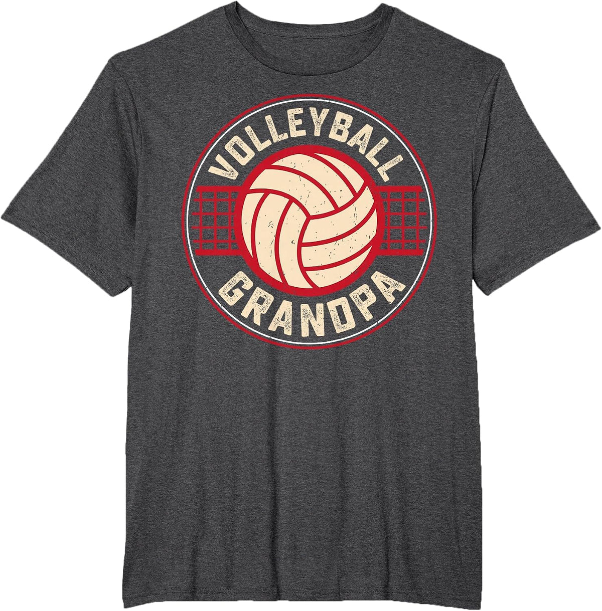 Volleyball Grandpa Fathers Day Volleyball Lover Grandfather T-Shirt - Dark Heather Grey