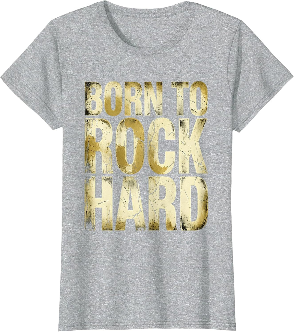 Born to Rock Hard Mens Rock Band Design T-Shirt - Heather Grey
