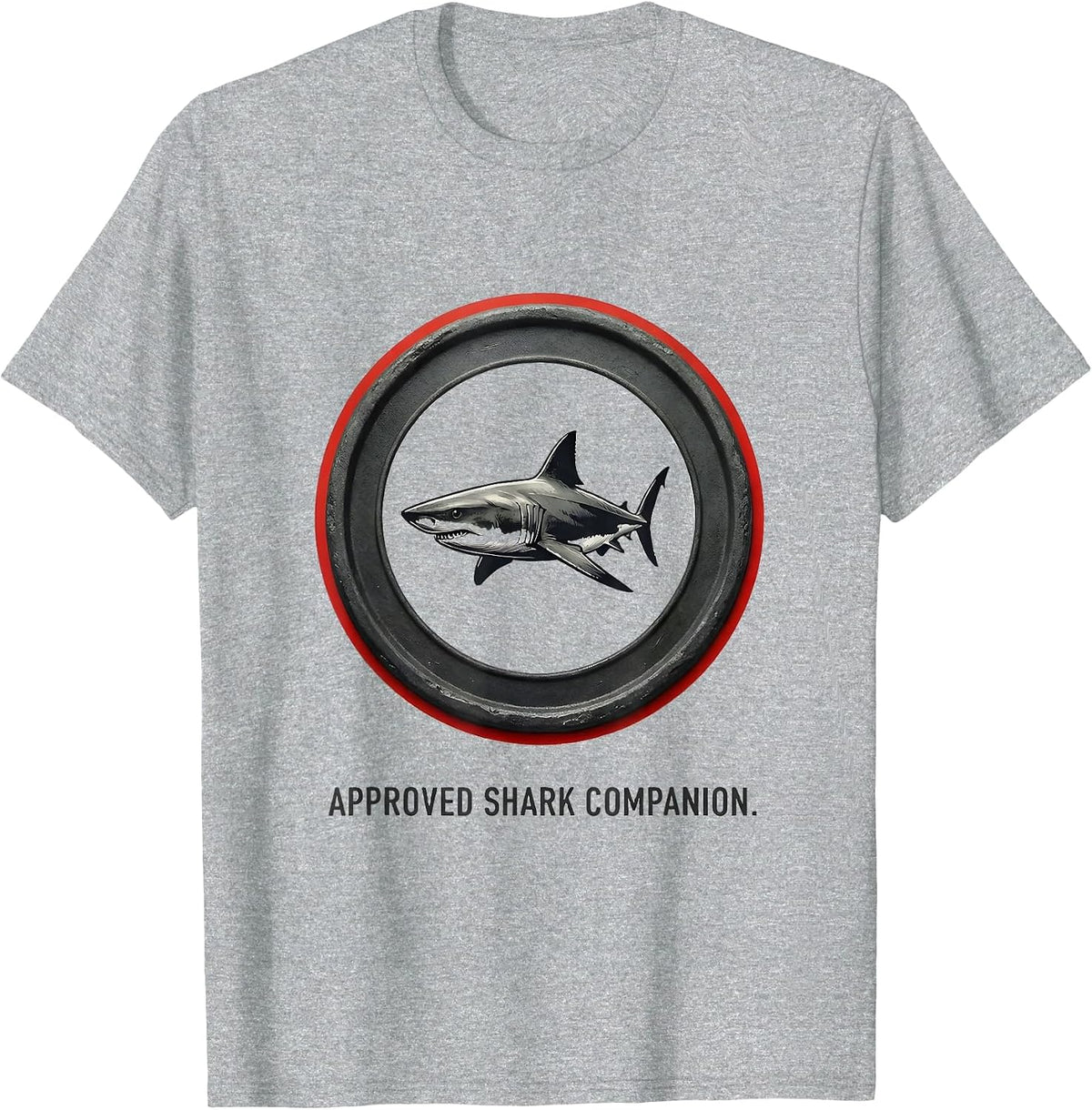 Men's Approved Shark Companion Funny Shark Lover Ocean Wildlife T-Shirt - Heather Grey