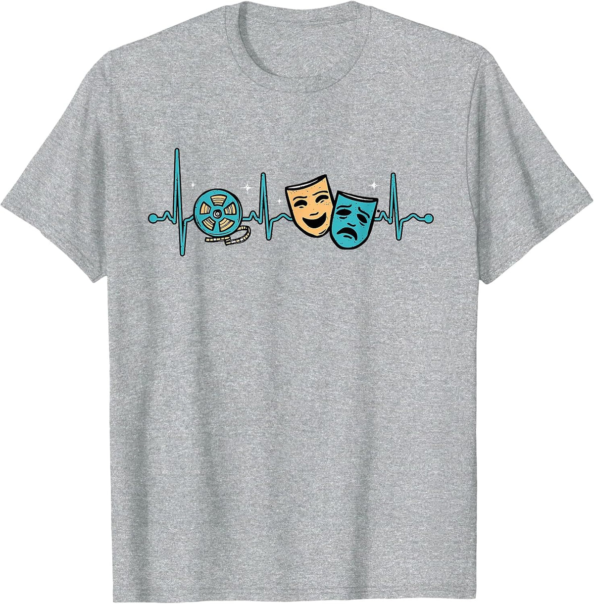 Drama Heartbeat Theater Actor Stage Play Musical Drama Lover T-Shirt - Heather Grey