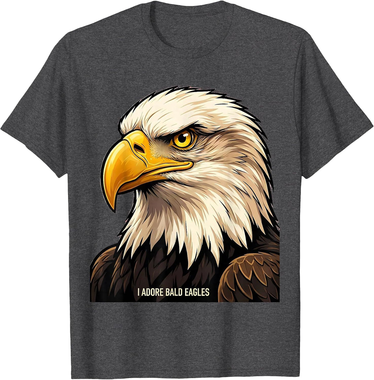 Men's I Adore Bald Eagles Cartoon Wildlife Lover Eagle Enthusiast T-Shirt - Dark Heather Grey