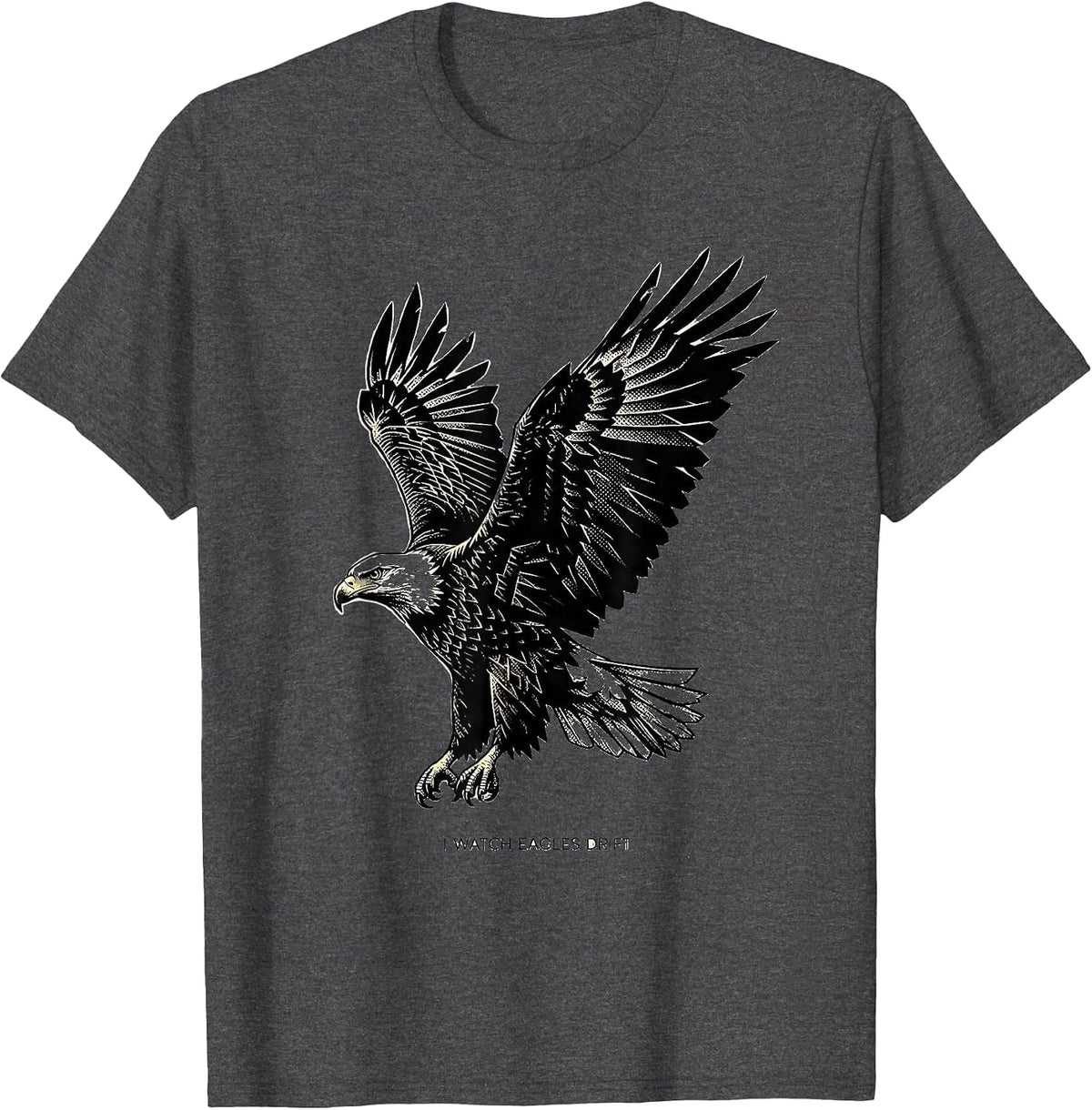 Men's I Watch Eagles Drift Custom Dithered Bald Eagle Wildlife Art T-Shirt - Dark Heather Grey