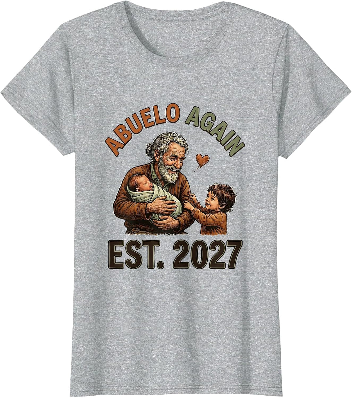 Abuelo Again Est 2027 Grandparent Announcement Design T-Shirt - Heather Grey