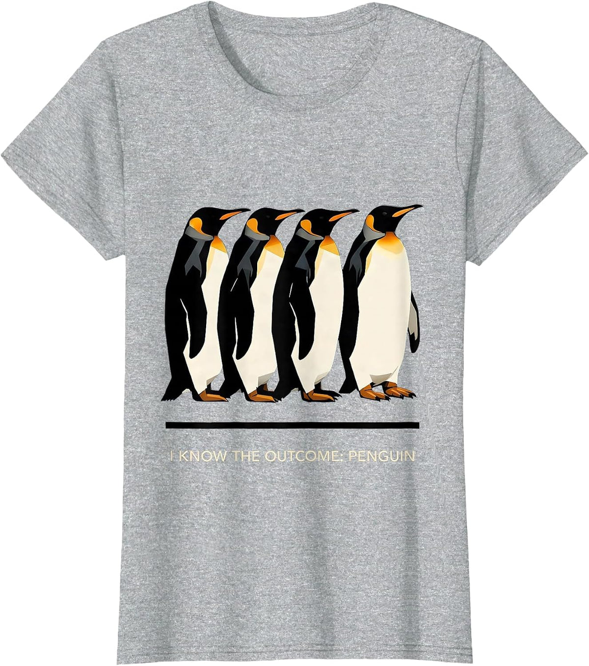 Women's I Know The Outcome Penguin Funny Penguin Lover Animal Humor T-Shirt - Heather Grey