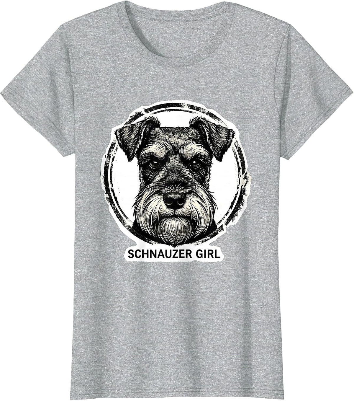 Schnauzer Girl Rubber Stamp Miniature Schnauzer Lover Dog T-Shirt - Heather Grey