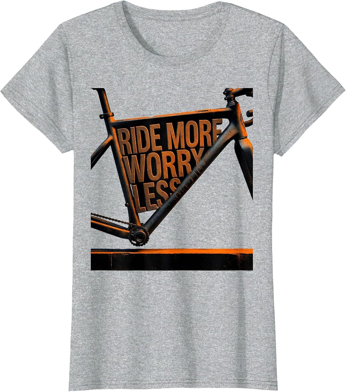 Ride More Worry Less Cycling Bike Design T-Shirt - Heather Grey