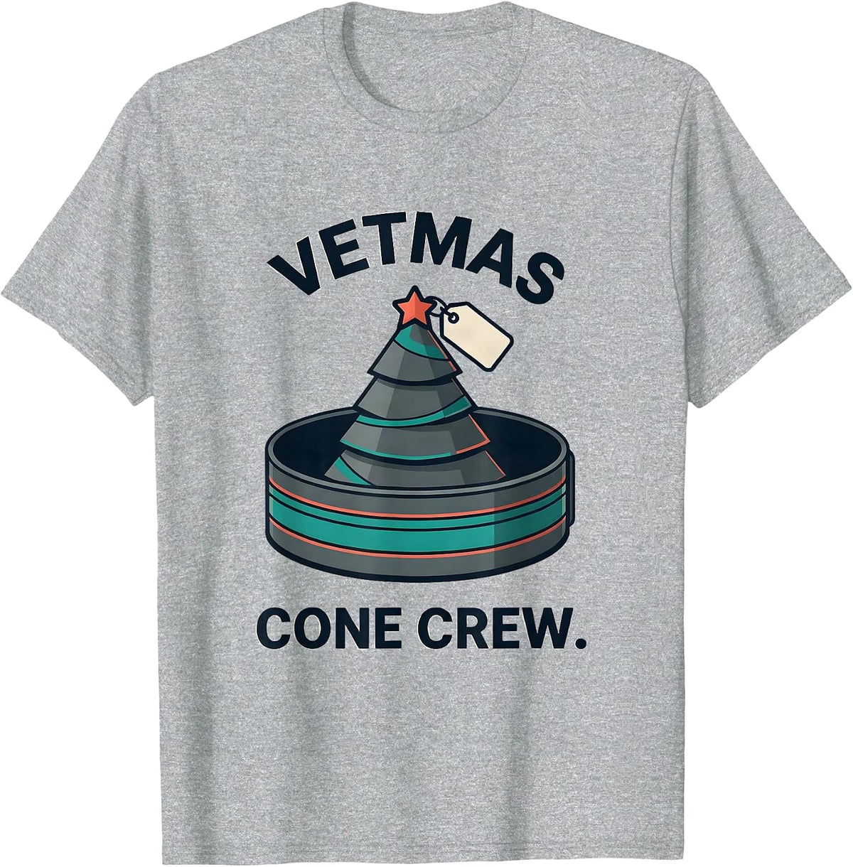 Men's Vetmas Cone Crew Funny Vet Tech Christmas Veterinary Crew T-Shirt - Heather Grey