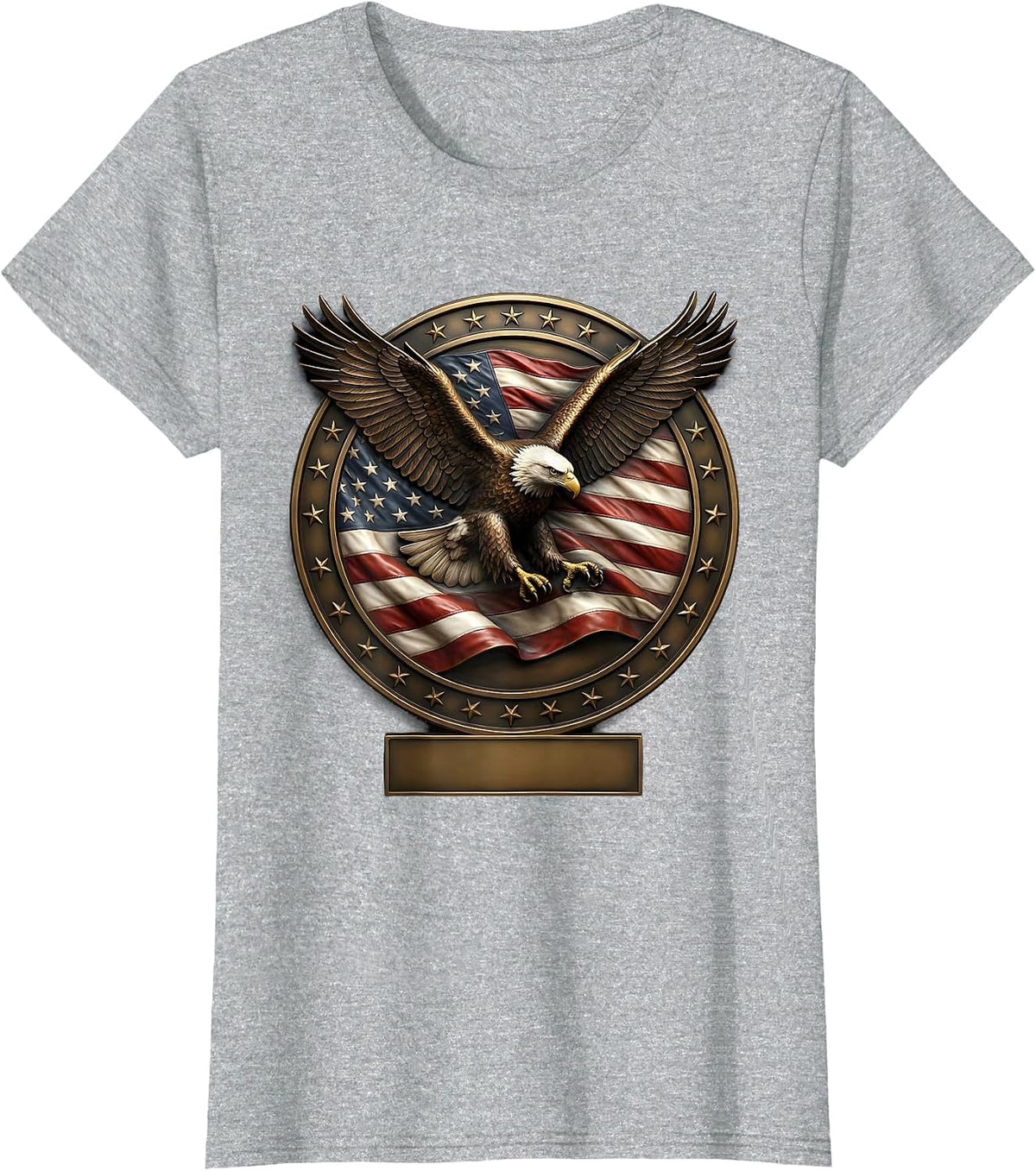 Women's Bald Eagle American Flag 250th Anniversary Patriotic T-Shirt - Heather Grey
