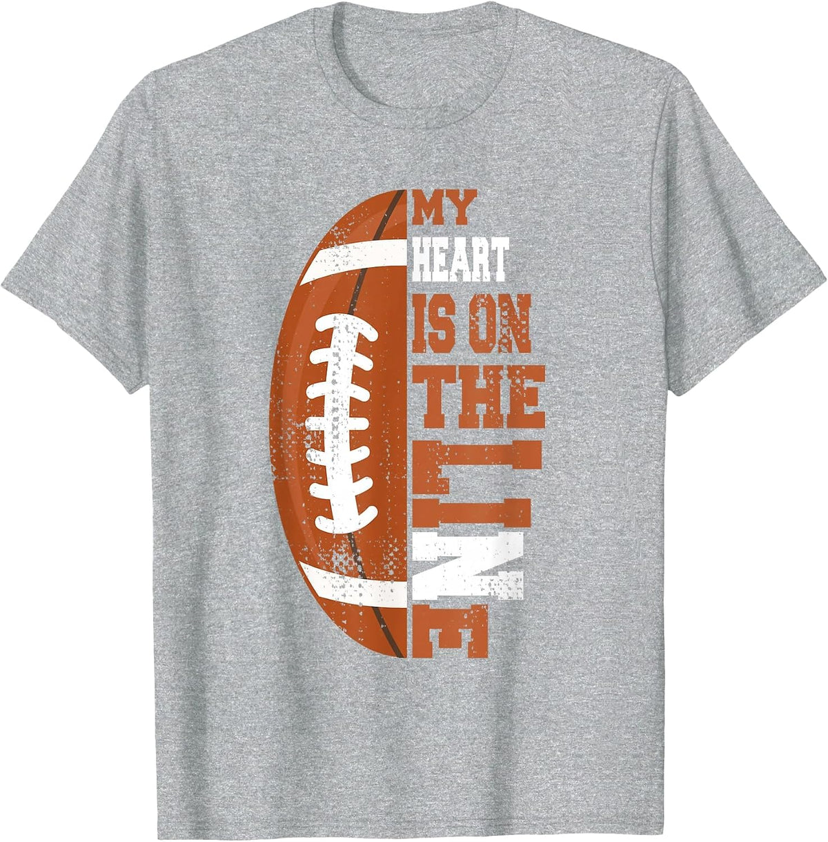 My Heart is on the Line Football T-Shirt - Heather Grey