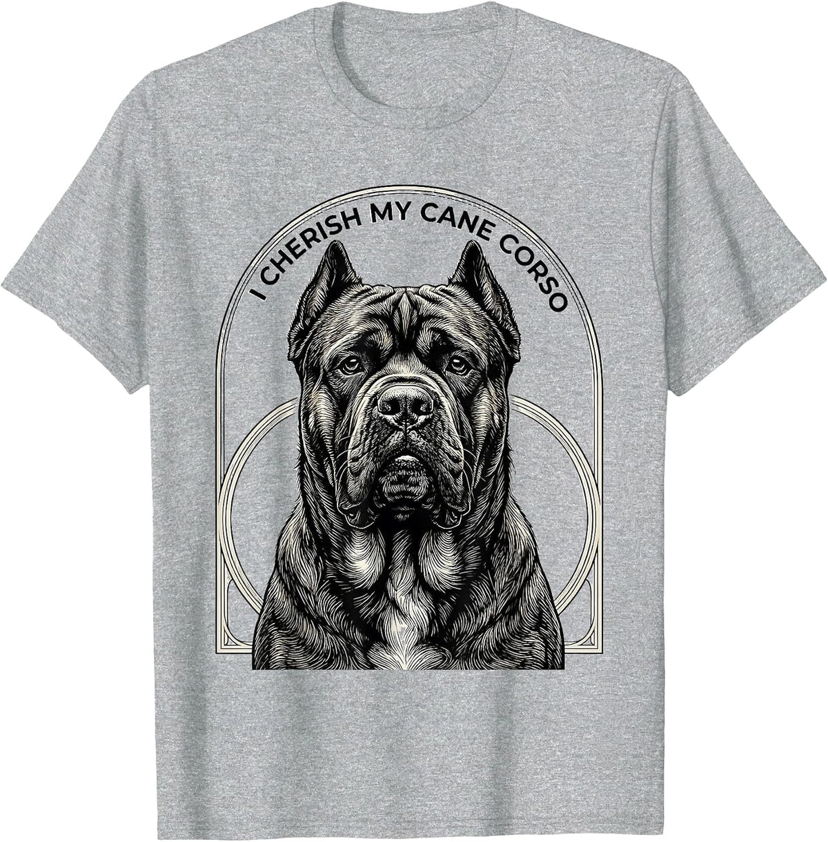 Men's I Cherish My Cane Corso Line Art Italian Mastiff Pet Lover T-Shirt - Heather Grey