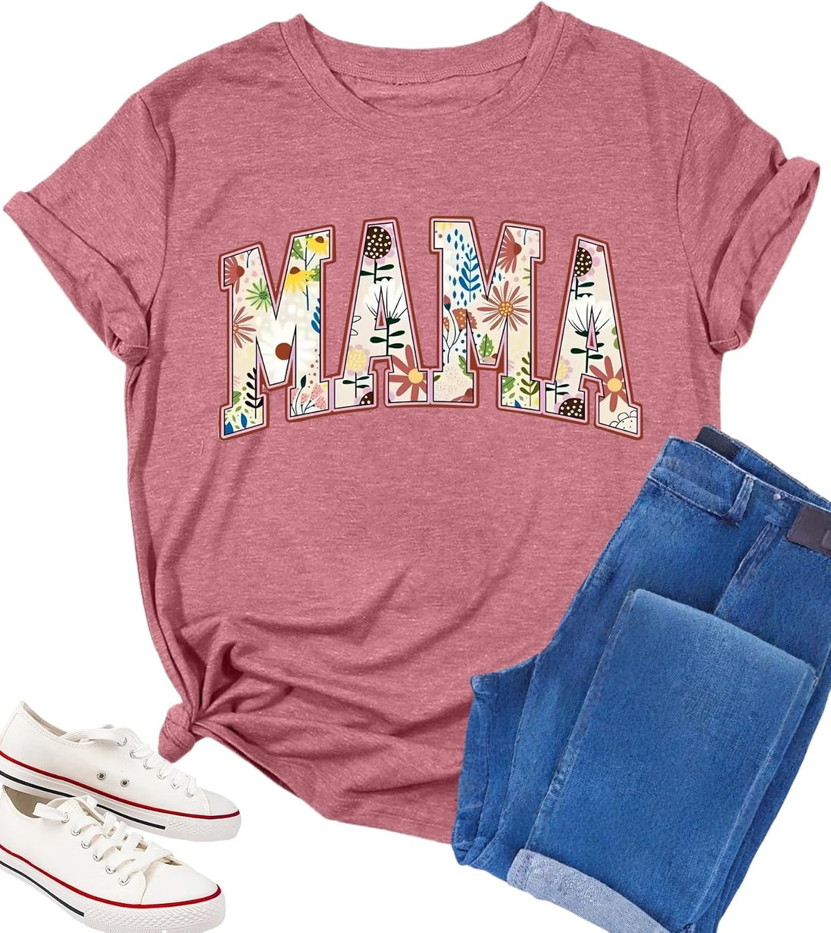 Womens Mama Shirt Mom Life Shirts Mama Gifts Some Days I Rock It Tshirt Graphic Tees Funny Vintage Casual Tops - Pink