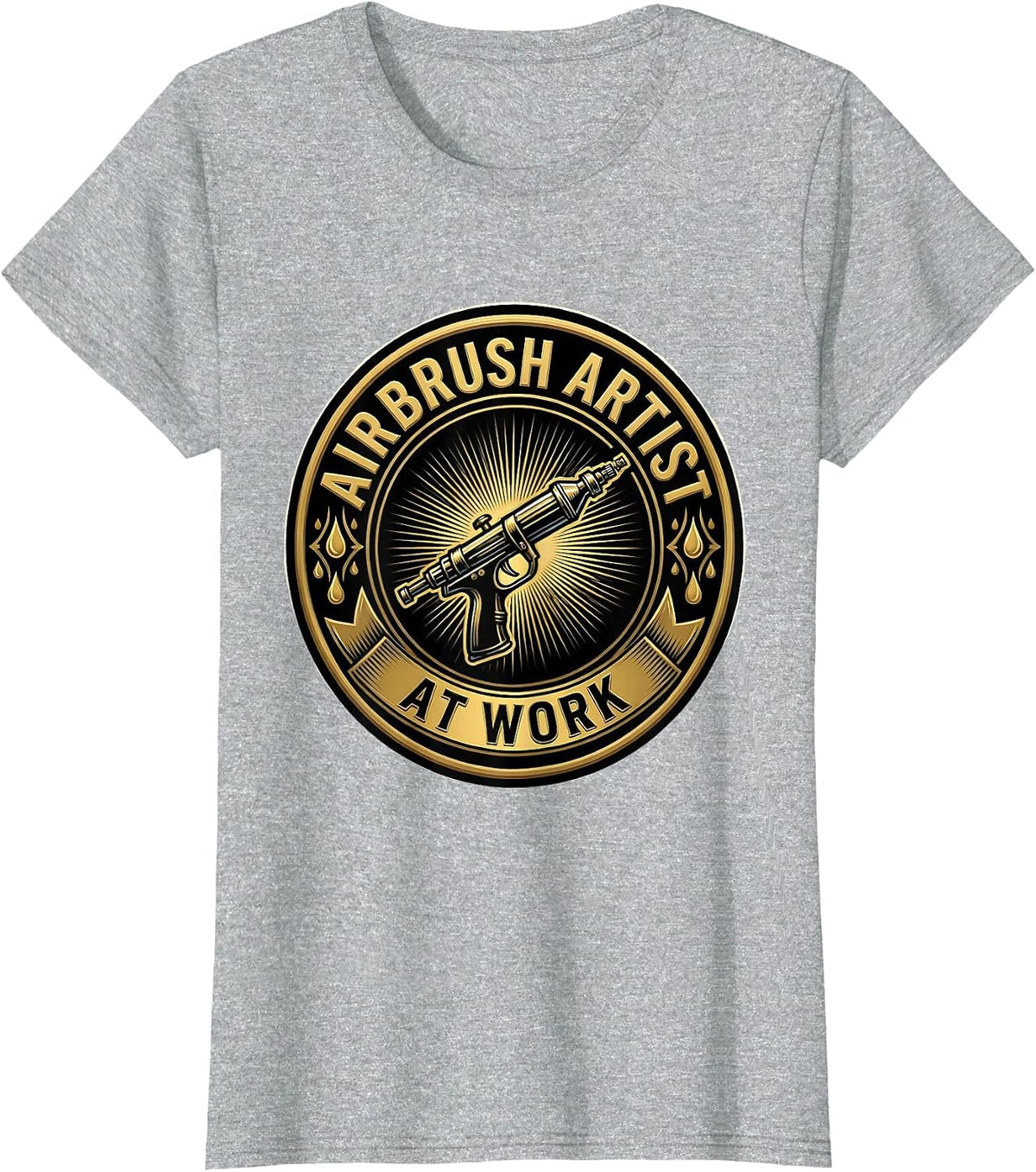 Airbrush Artist At Work Creative Design T-Shirt - Heather Grey