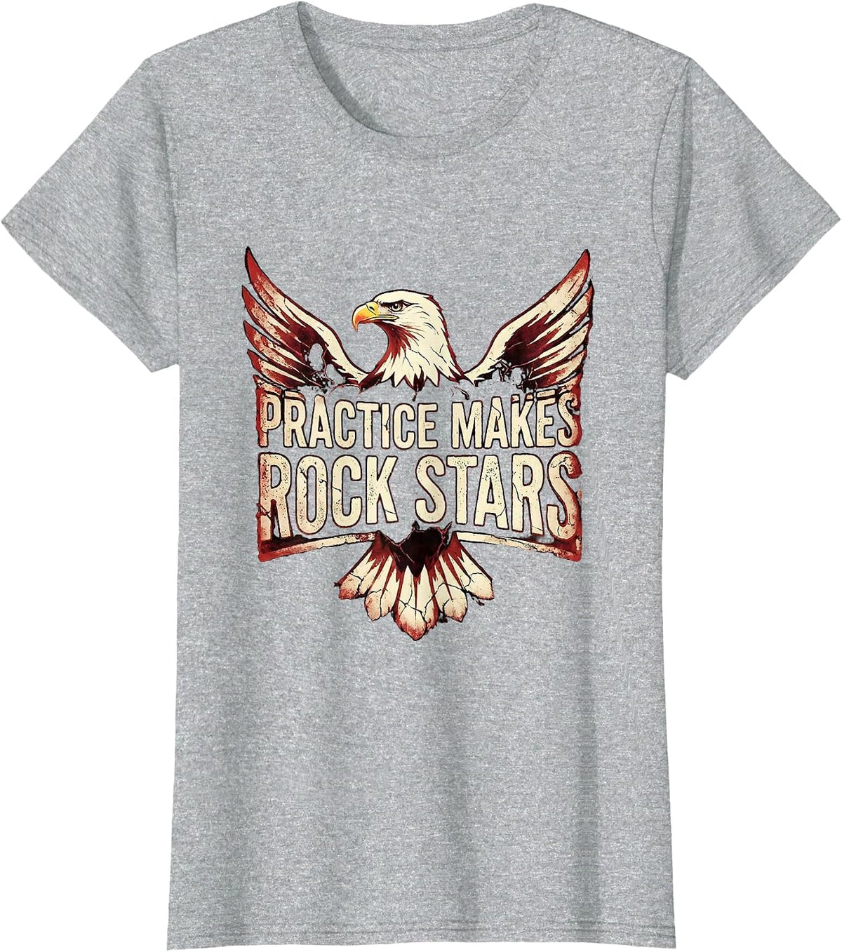 Practice Makes Rock Stars Music Design T-Shirt - Heather Grey
