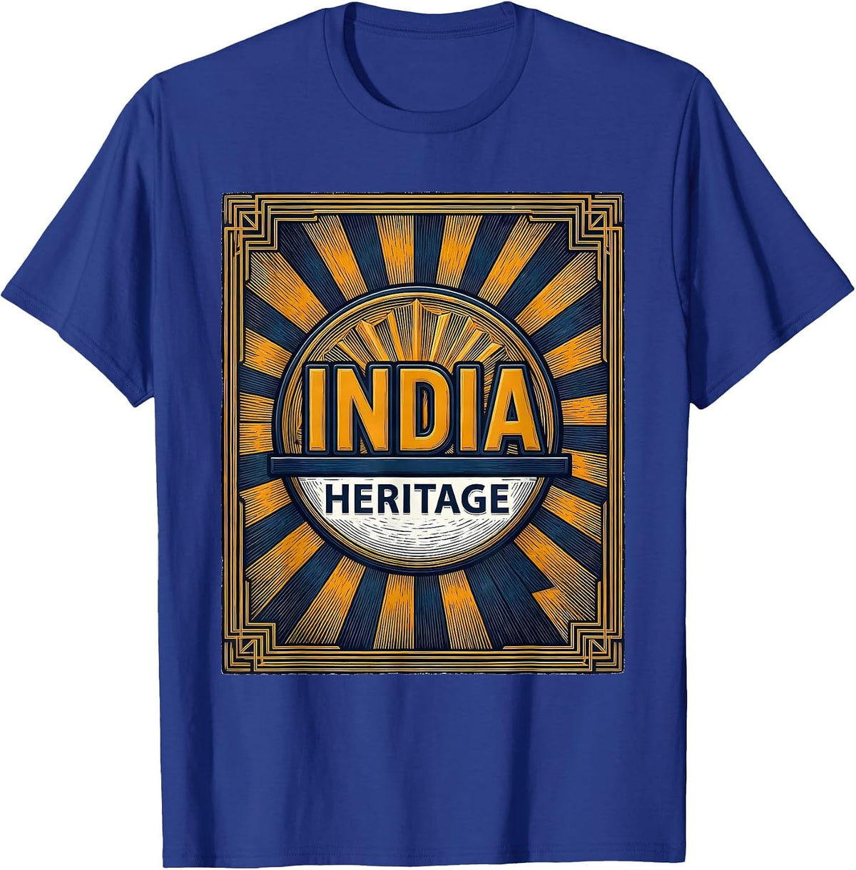 INDIA HERITAGE Bold Vintage National Pride Heritage T-Shirt - Royal Blue