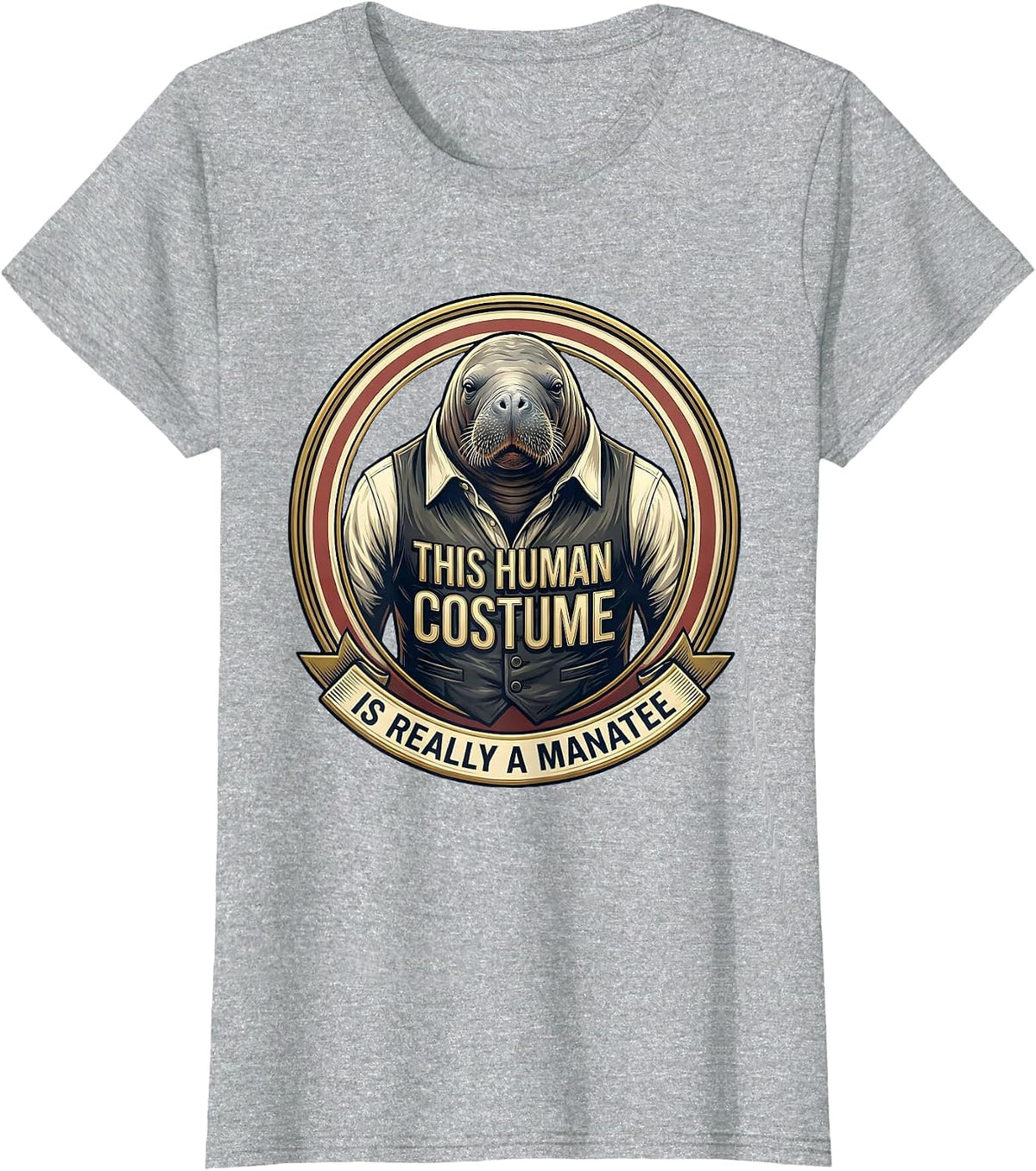 Women's This Human Costume Is Really A Manatee Funny Halloween T-Shirt - Heather Grey