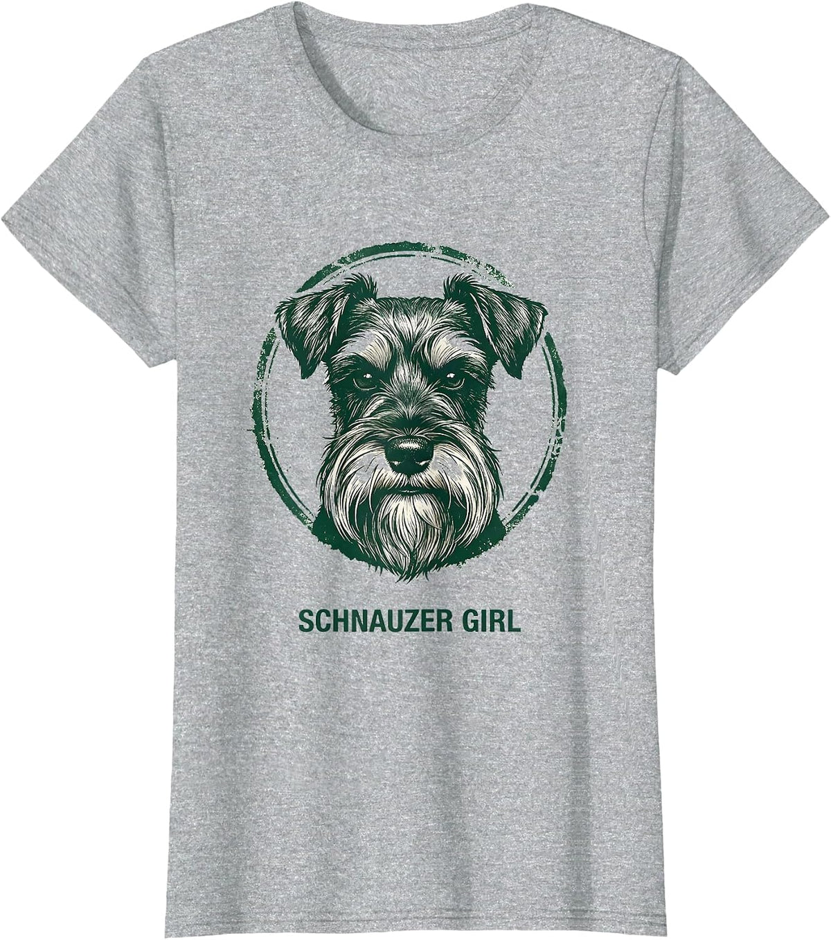 Women's Schnauzer Girl Rubber Stamp Miniature Schnauzer Lover Dog T-Shirt - Heather Grey
