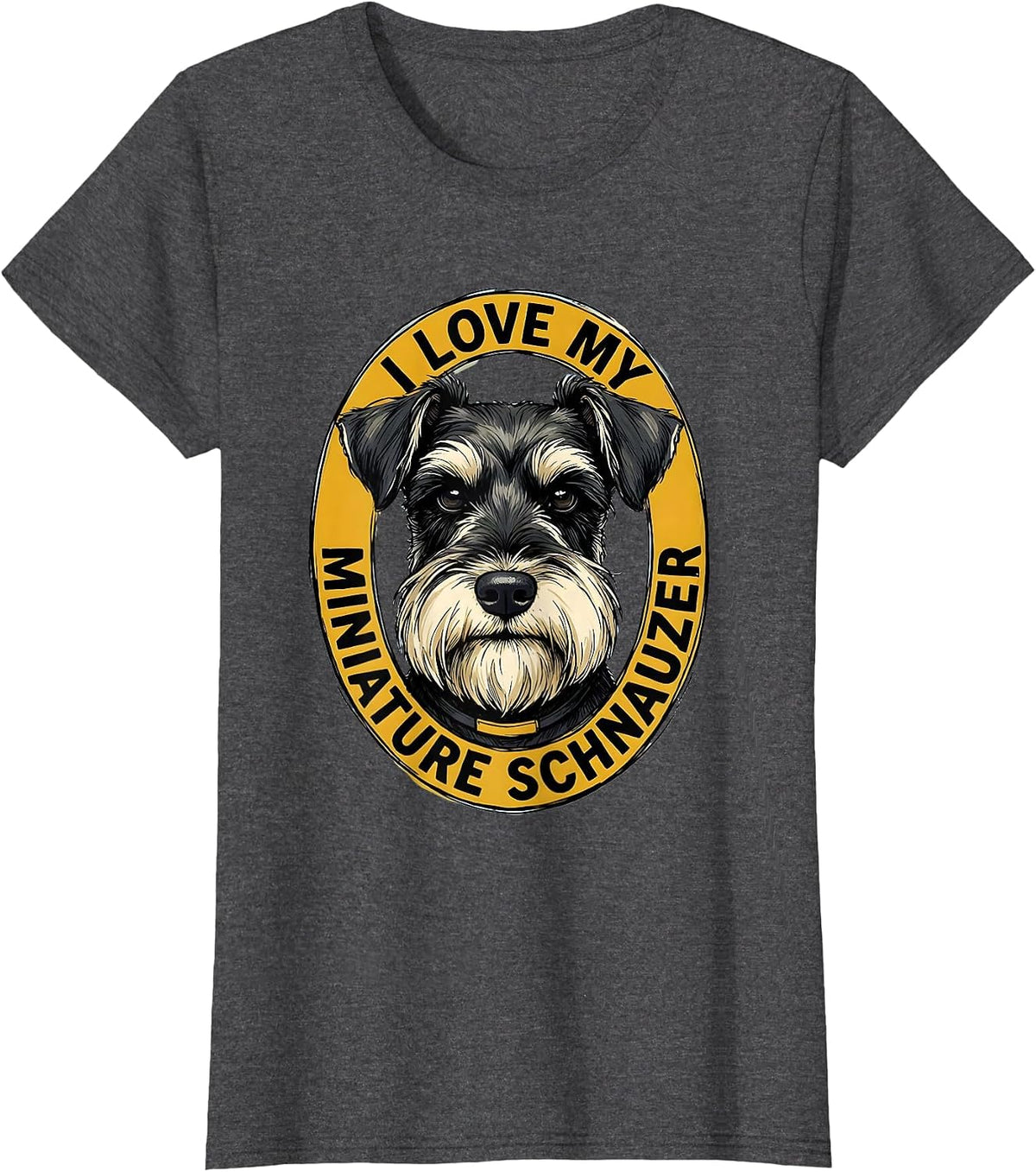 Women's I Love My Miniature Schnauzer Funny Dog Lover Gift T-Shirt - Dark Heather Grey