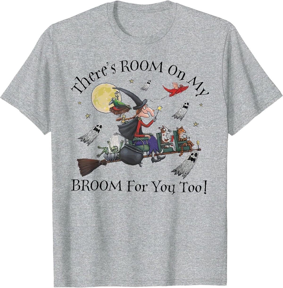 Halloween There's Room On My Broom for You Too Teacher T-Shirt - Heather Grey