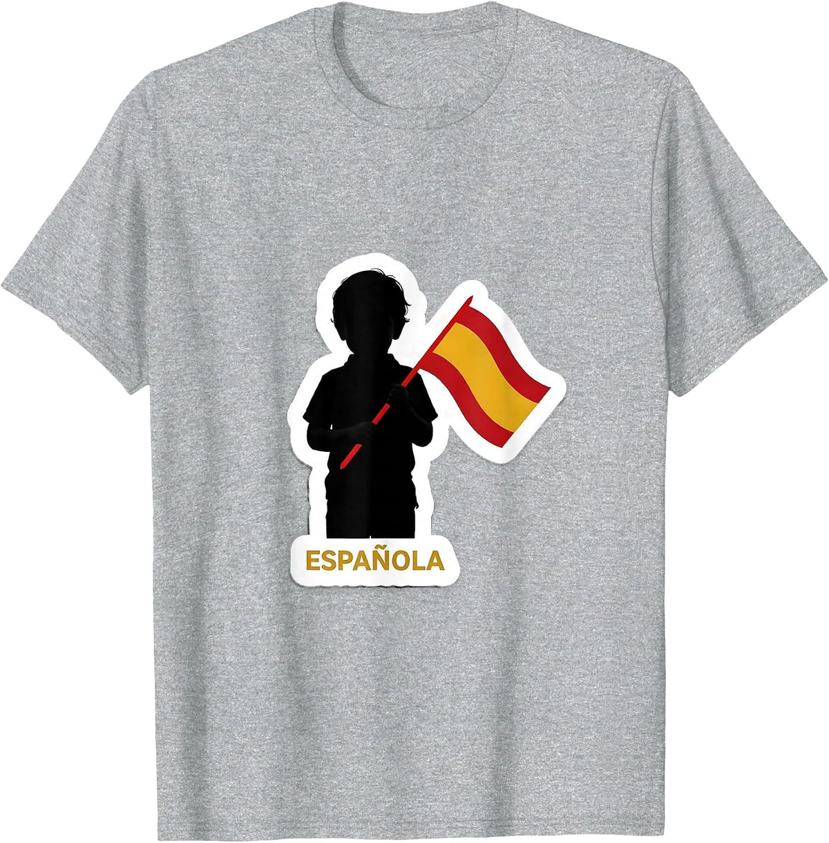 Men's Española Spain Flag Spanish Heritage National Pride Sticker T-Shirt - Heather Grey