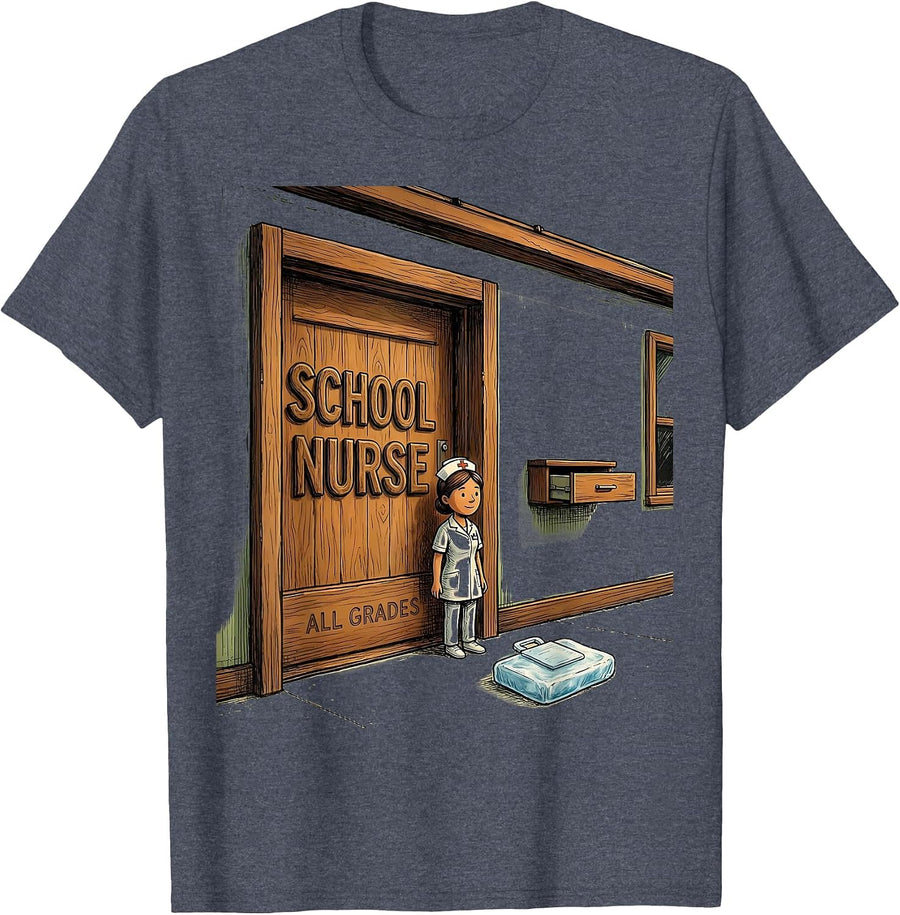 School Nurse - All Grades Funny Nurse Humor Appreciation T-Shirt - Heather Blue