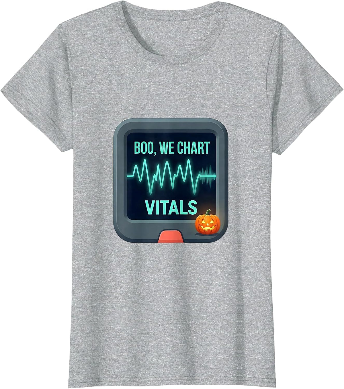 Boo We Chart Vitals Funny Vet Tech Halloween Veterinary T-Shirt - Heather Grey