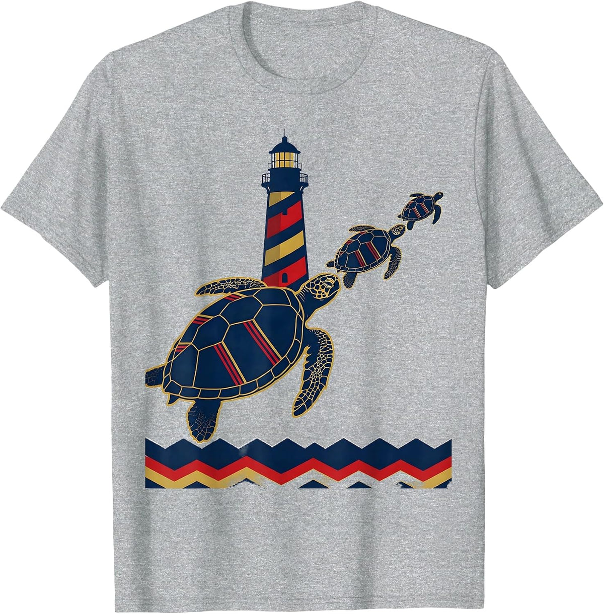 Men's Sea Turtle Silhouettes Tropical Vacation Souvenir Sports T-Shirt - Heather Grey