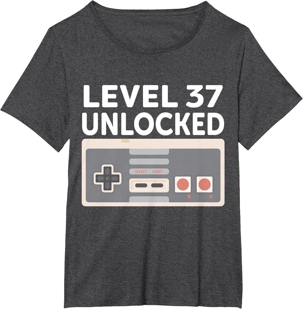 Level 37 Unlocked Funny Video Gamer 37th Birthday T-Shirt - Dark Heather Grey