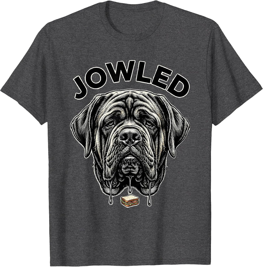 Men's JOWLED Funny Jowls Mastiff Dog Mom Dog Dad Breed Humor T-Shirt - Dark Heather Grey