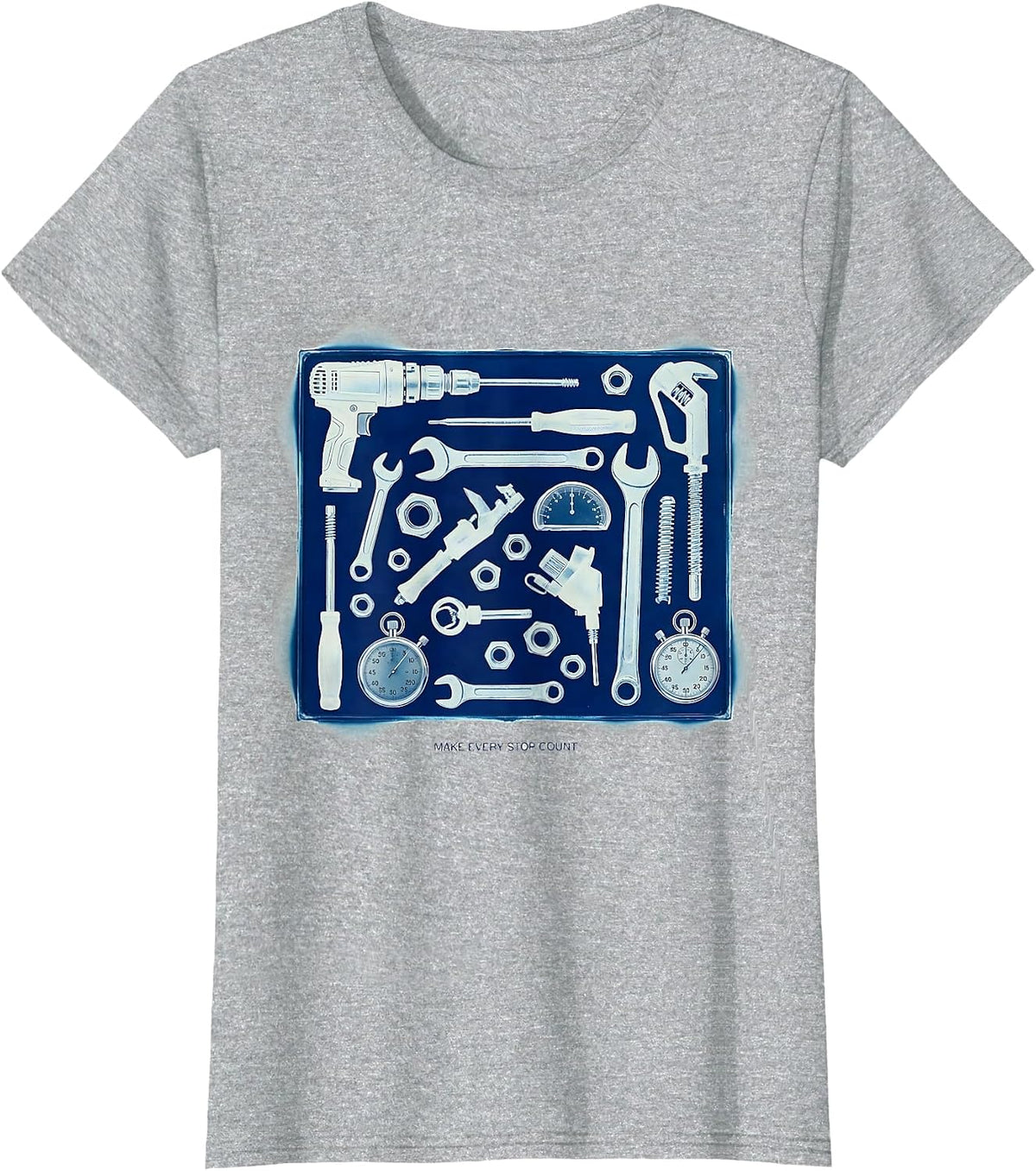 Women's Make Every Stop Count Pit Crew Racing Design T-Shirt - Heather Grey