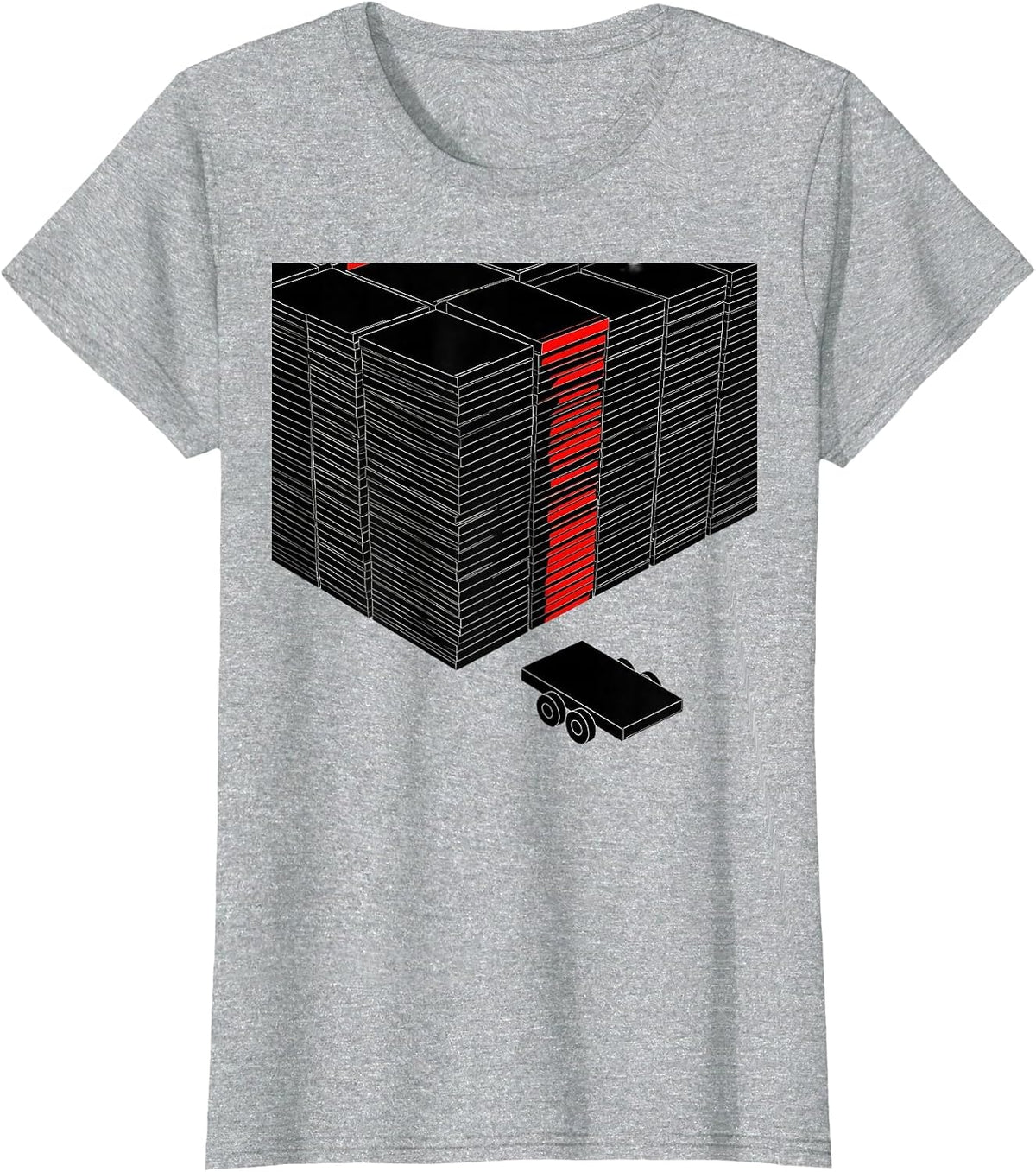 Stacked Cartons American Flag Trucker Semi Driver T-Shirt - Heather Grey