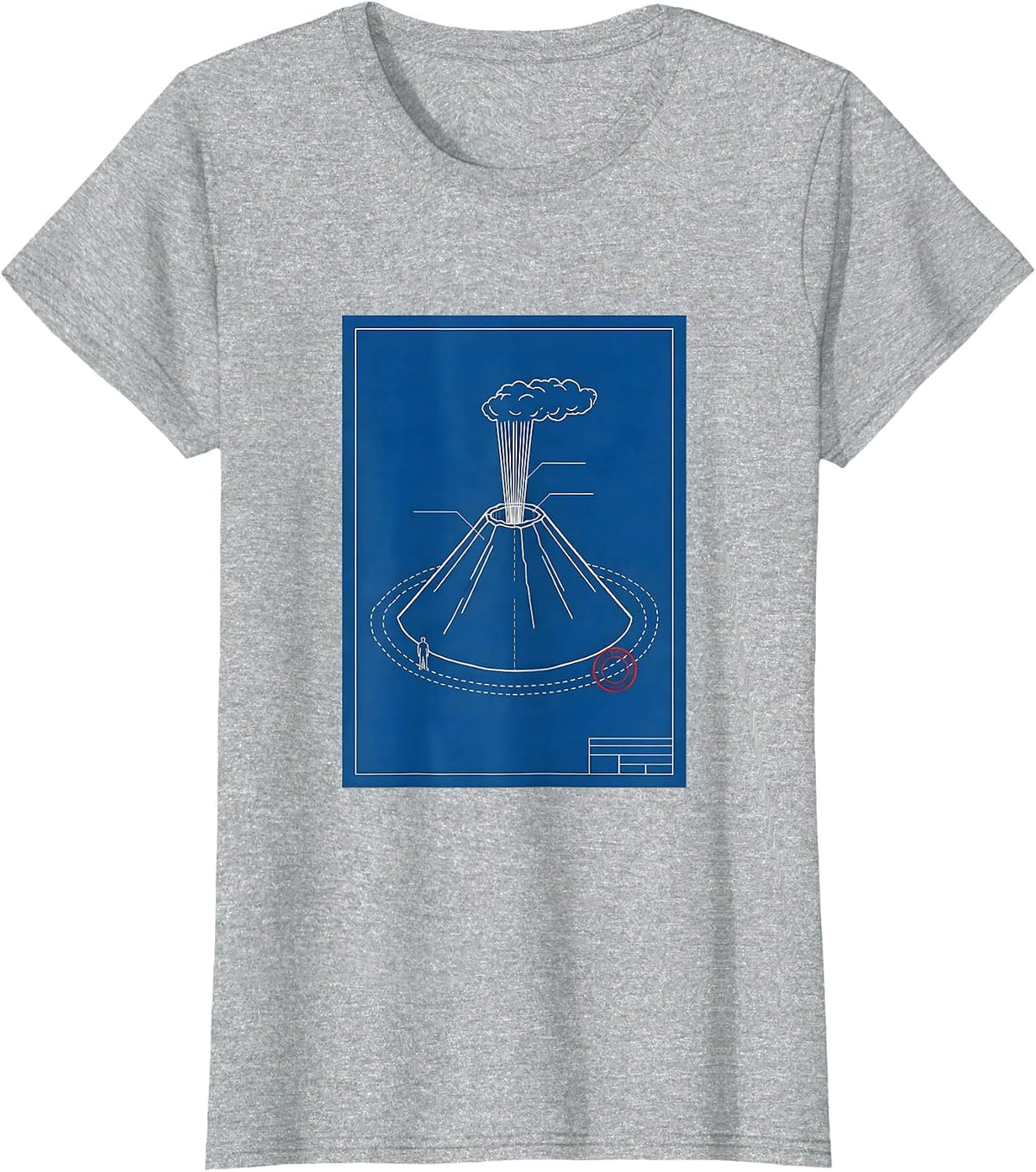 Vesuvius Cutaway Volcano History Humor T-Shirt - Heather Grey