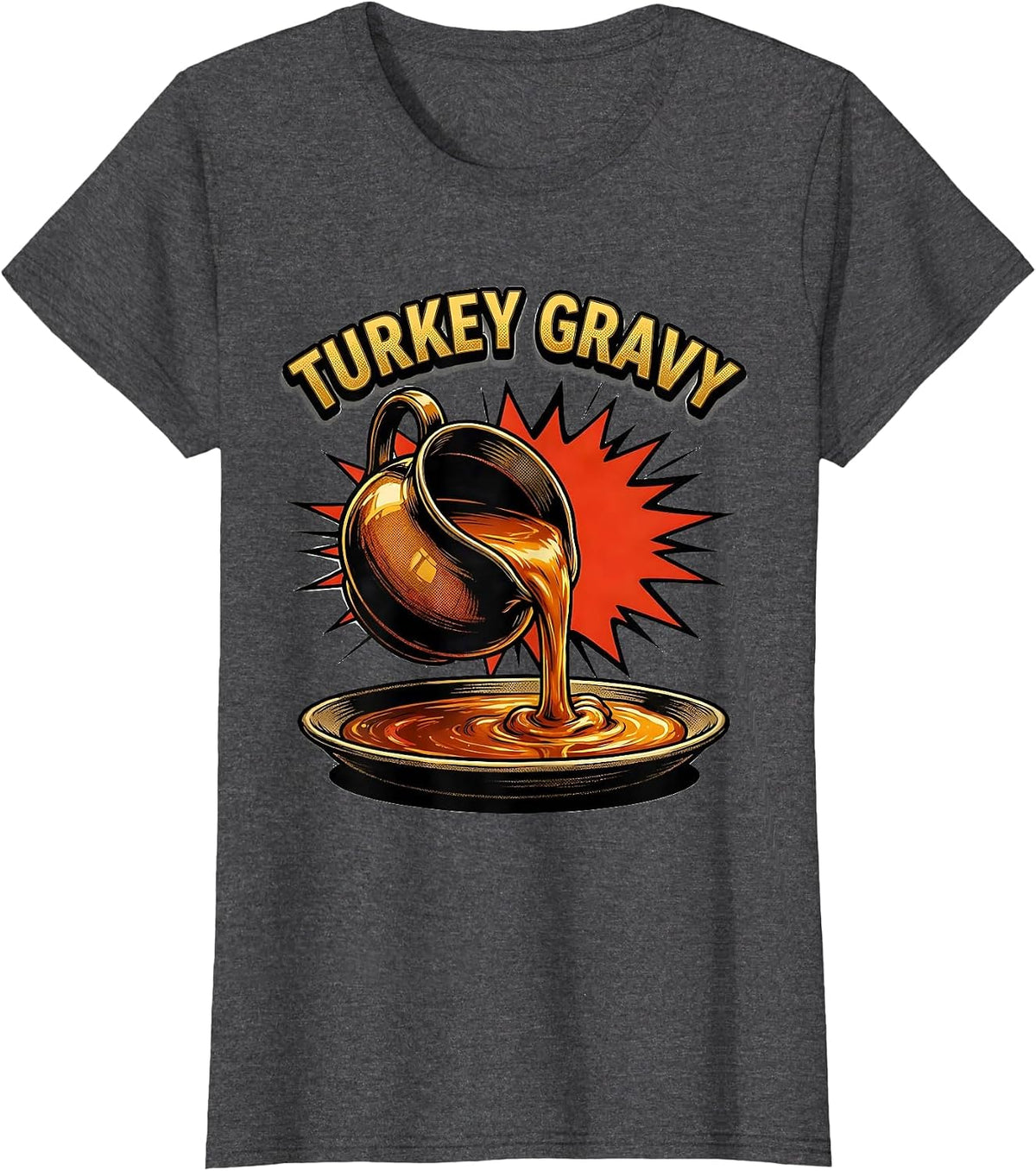 Women's Turkey Gravy Bootleg 90's Rap Rock Vintage Funny T-Shirt - Dark Heather Grey