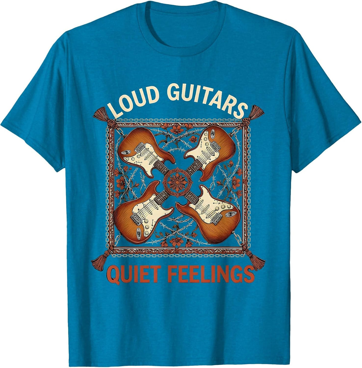 Loud Guitars Quiet Feelings Grunge Design T-Shirt - Sapphire Blue