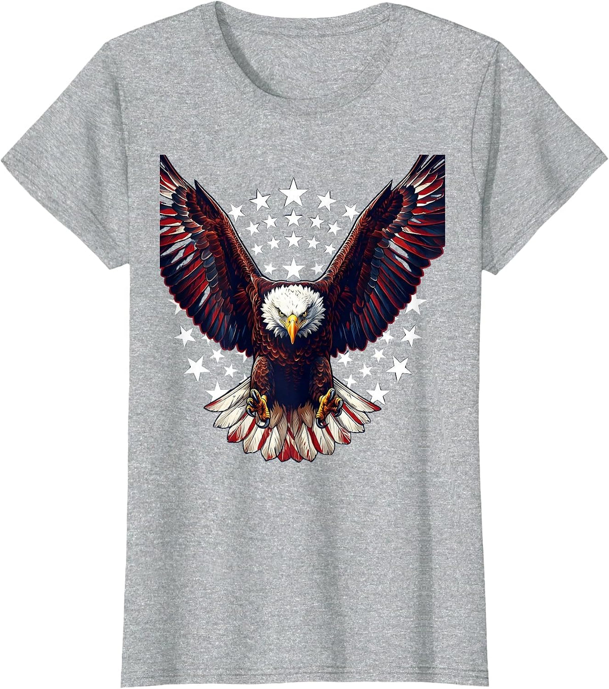 Women's Falcon Diving Through Open Sky Freedom Design T-Shirt - Heather Grey