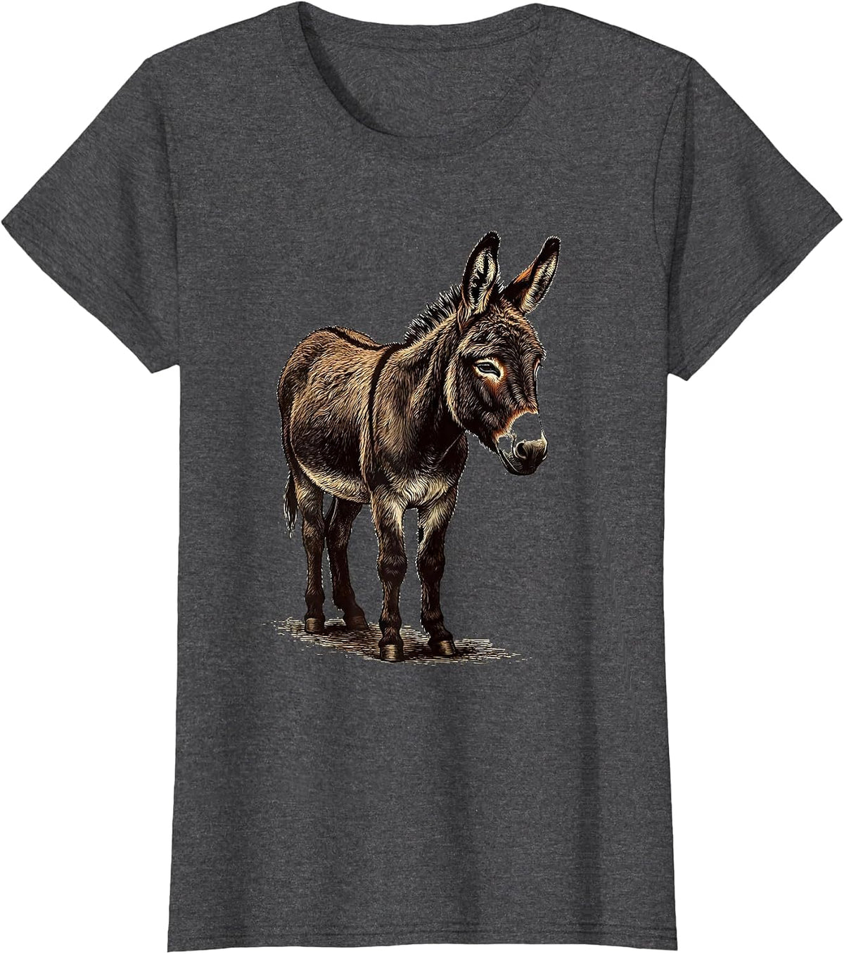 Women's Mini Donkey Vintage Quirky Farm Animal Humor T-Shirt - Dark Heather Grey