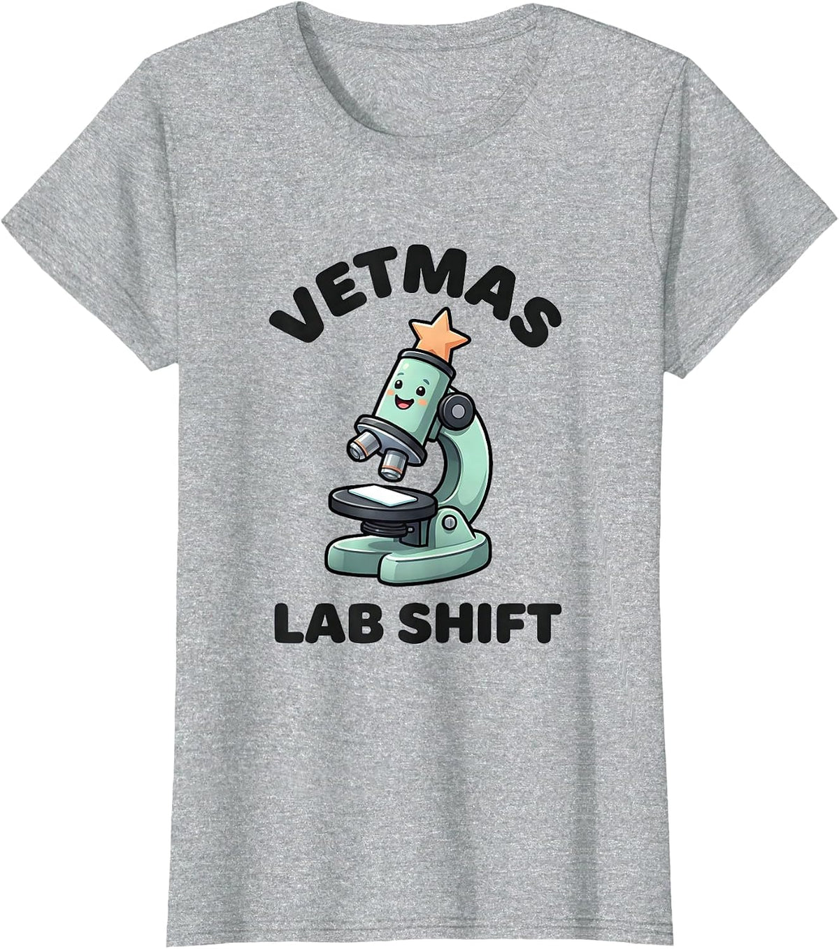 Vetmas Lab Shift Cute Kawaii Veterinary Tech Christmas Humor T-Shirt - Heather Grey