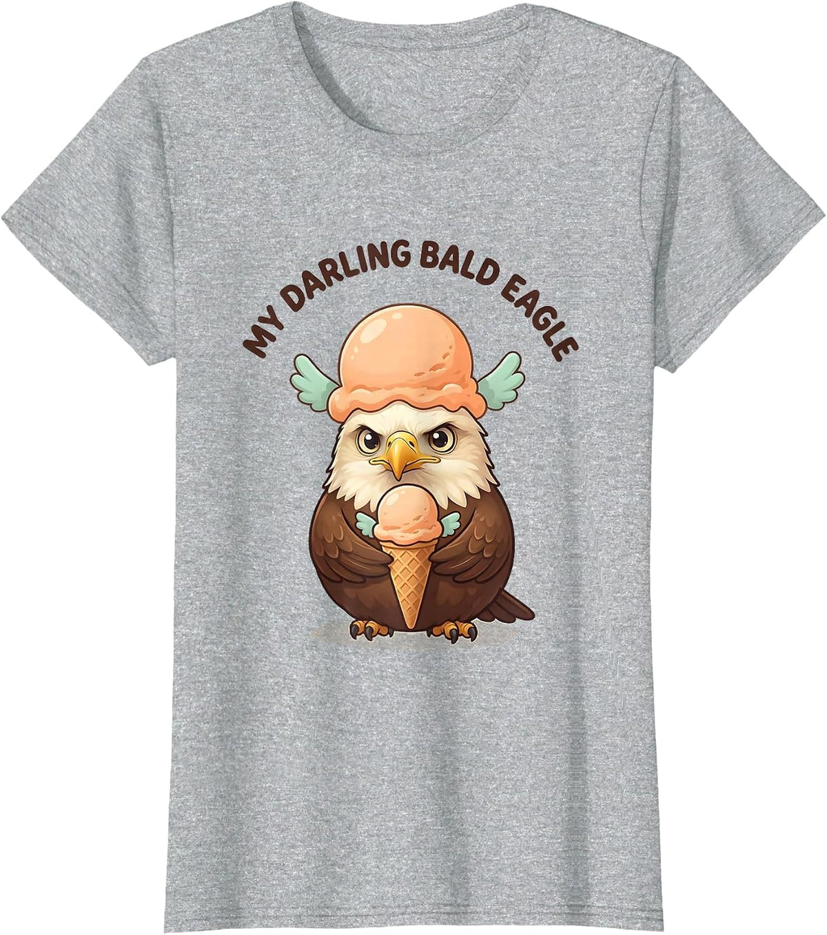 My Darling Bald Eagle Cute Kawaii Bird Lover Novelty T-Shirt - Heather Grey