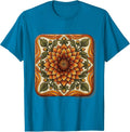 Mexican Talavera Floral Tile Art Design T-Shirt - Sapphire Blue