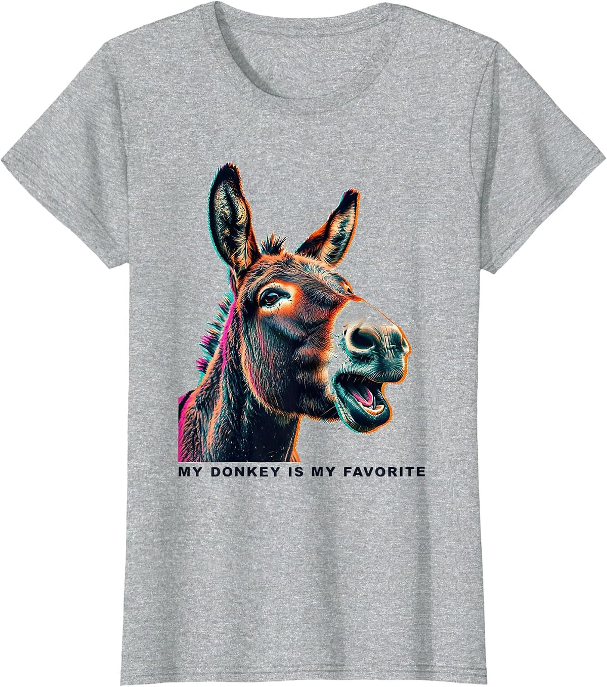 My Donkey Is My Favorite Funny Animal Lover Humor T-Shirt - Heather Grey