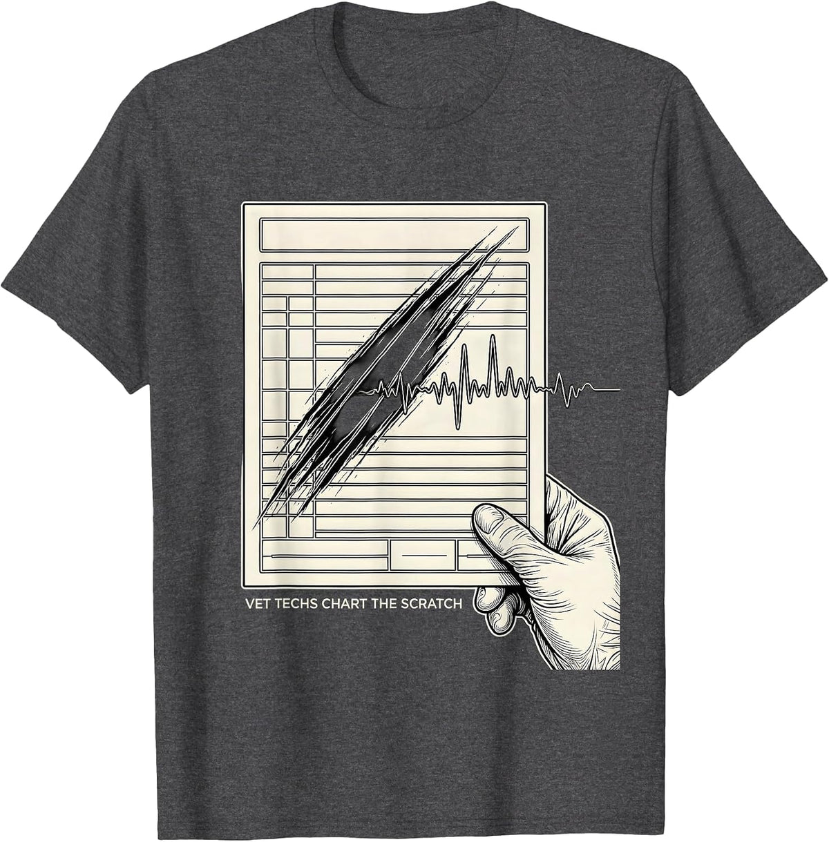 Men's Vet Techs Chart The Scratch Funny Veterinary Technician T-Shirt - Dark Heather Grey
