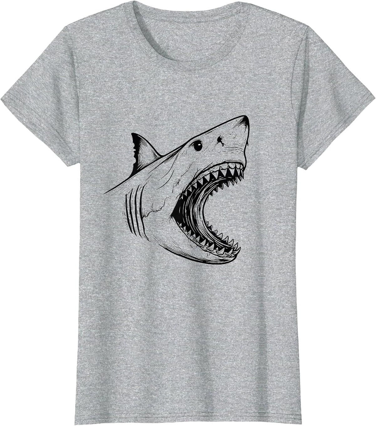 Women's Shark Jaw Line Art Funny Halloween Costume T-Shirt - Heather Grey