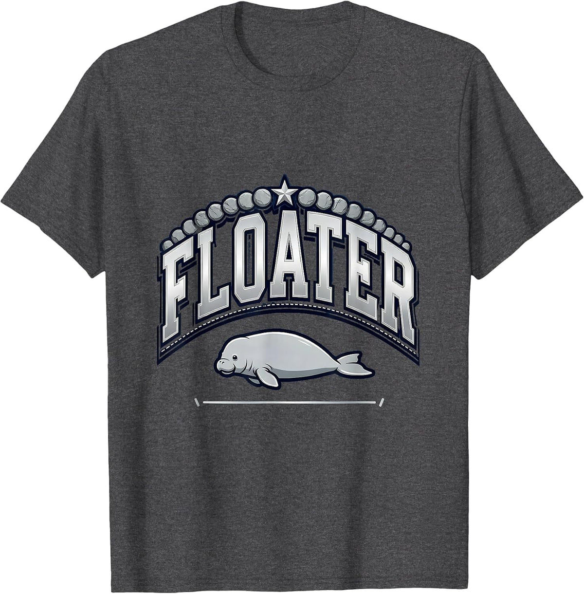 Men's Floater Sparkle Varsity Manatee Sea Cow Humor Gift T-Shirt - Dark Heather Grey