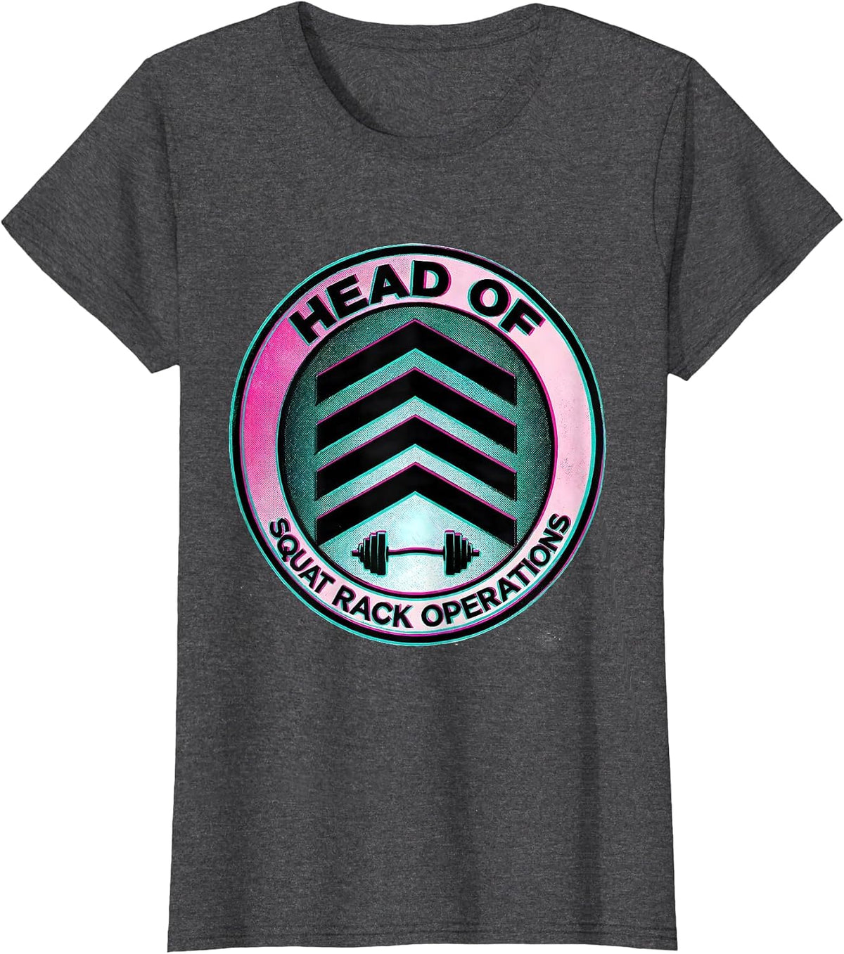 Women's Head Of Squat Rack Operations Funny Gym Humor Women Muscle T-Shirt - Dark Heather Grey