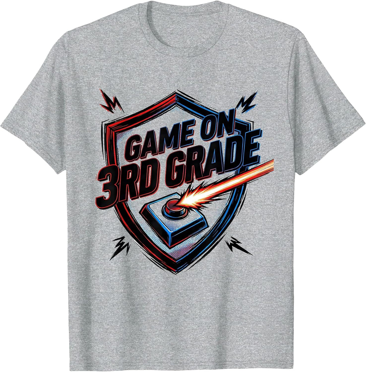 Men's Game On 3rd Grade Comic Book Back To School Gamer Boys T-Shirt - Heather Grey