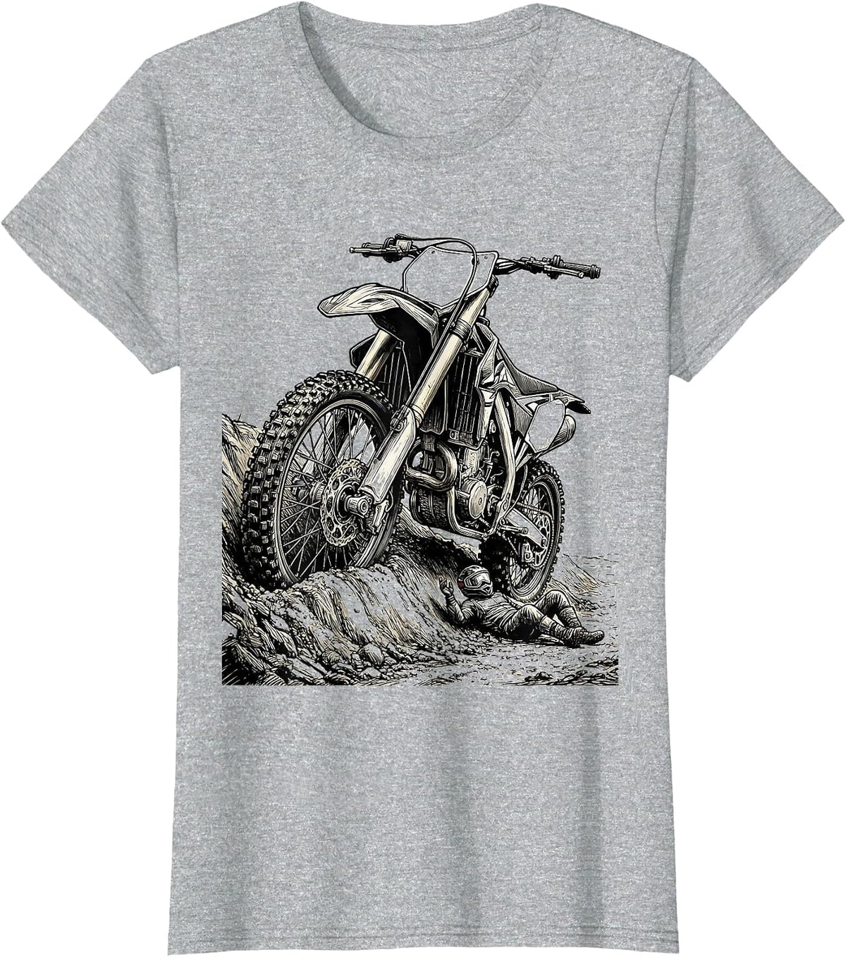 Women's Dirt Bike Crash Humor Motocross Rider Gift T-Shirt - Heather Grey