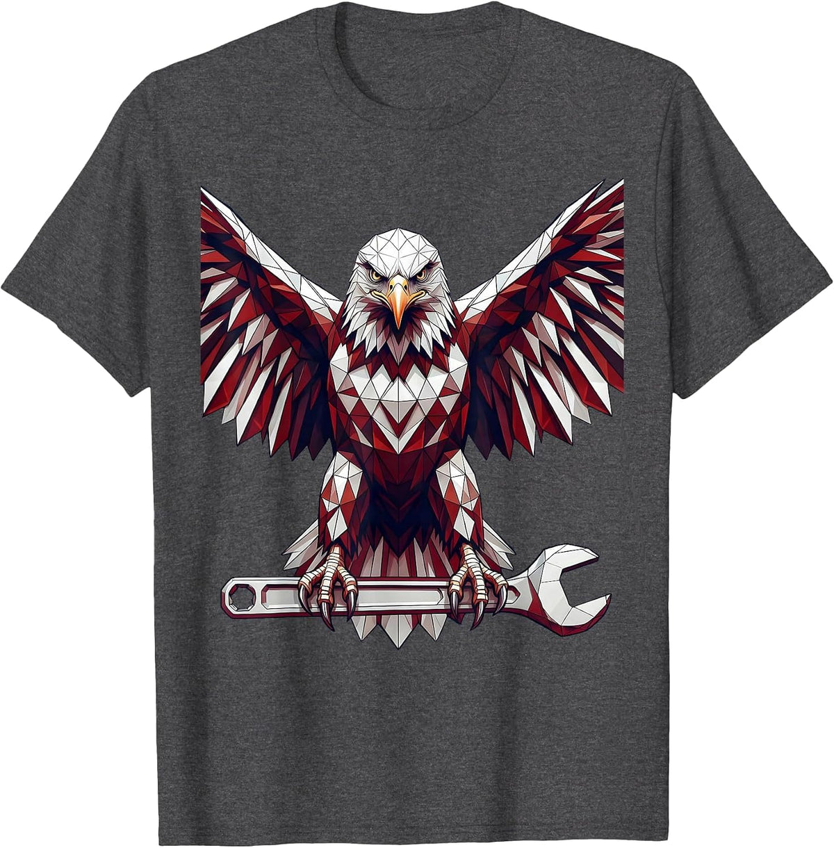 Bald Eagle Perched on Torque Wrench Graphic T-Shirt - Dark Heather Grey